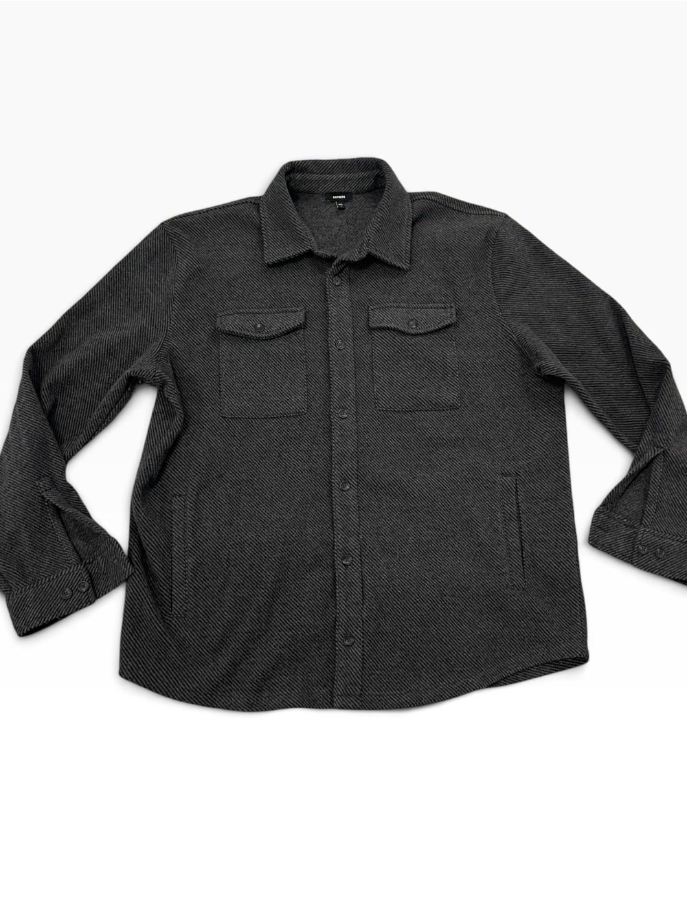 Express Chore Shirt Jacket Men’s XL Gray Long Sleeve Button Front Workwear